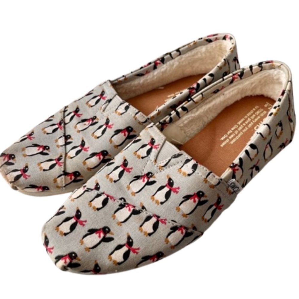 Toms Penguin Alpargata Flats, Faux Fur Lined - Gray - 7.5